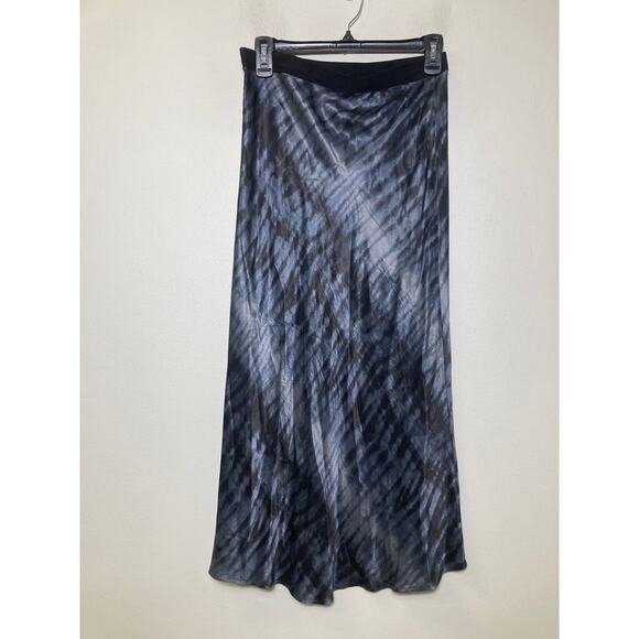 Rails Black and Blue Satin Bias Midi Skirt Sz S - Picture 2 of 2